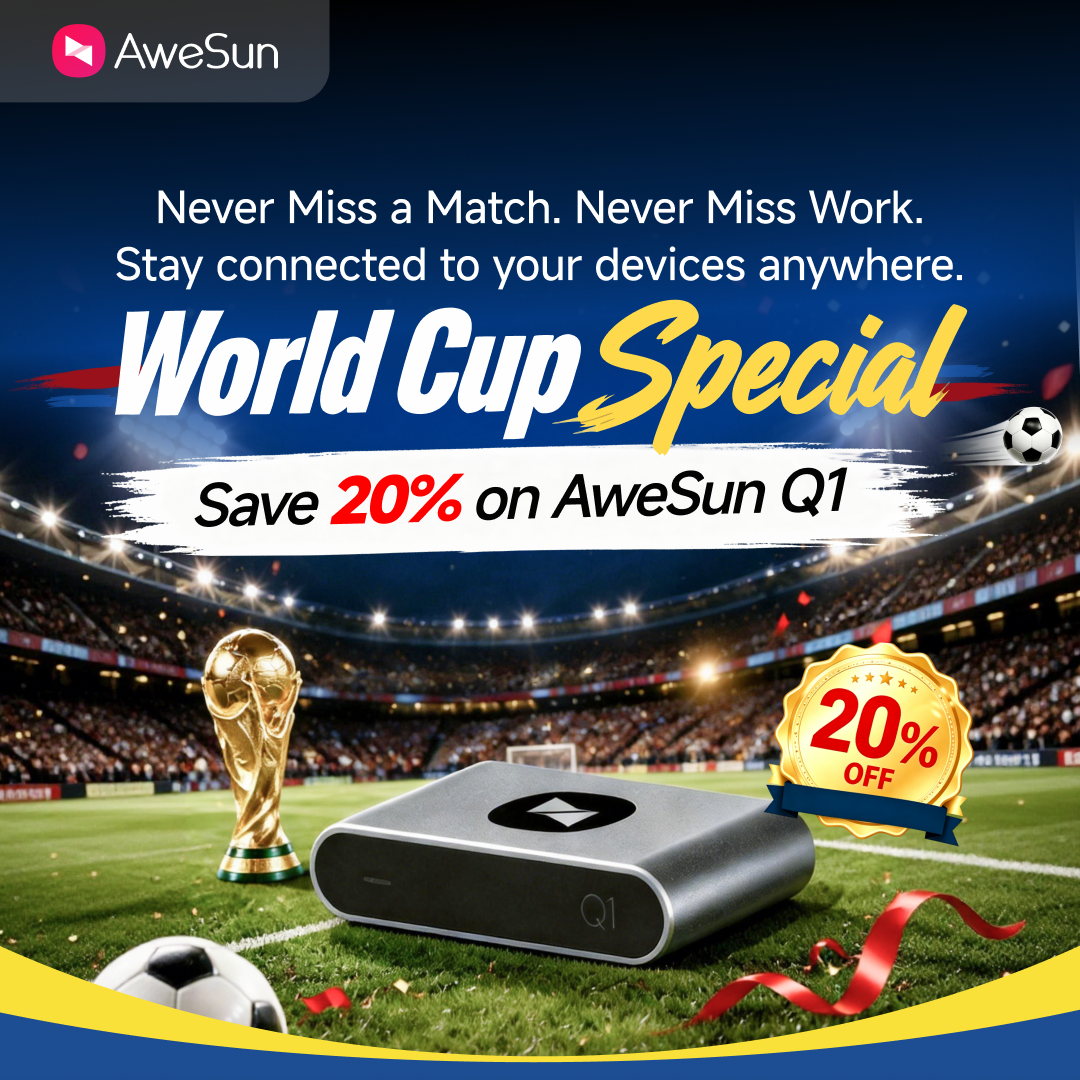 Limited-Time World Cup Deal: Save 20% | AweSun Cloud KVM Q1, Secure Offline Remote Access, PC & Phone Supported, Cloud Management, BIOS & SSH Control, KVM Switches for Home Offices Data Center