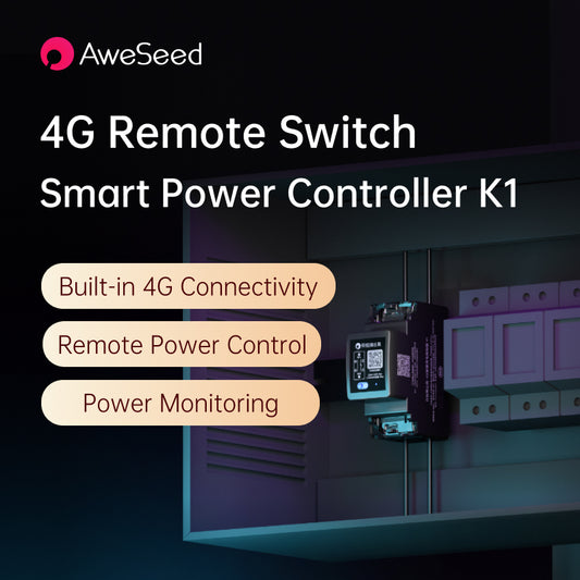 AweSeed K1 4G Smart Remote Power Switch – Industrial Grade Circuit Breaker with Real-Time Power Monitoring, App Control, & Scheduled Timer, No WiFi Needed for Off-Grid/Outdoor/Agri-Tech