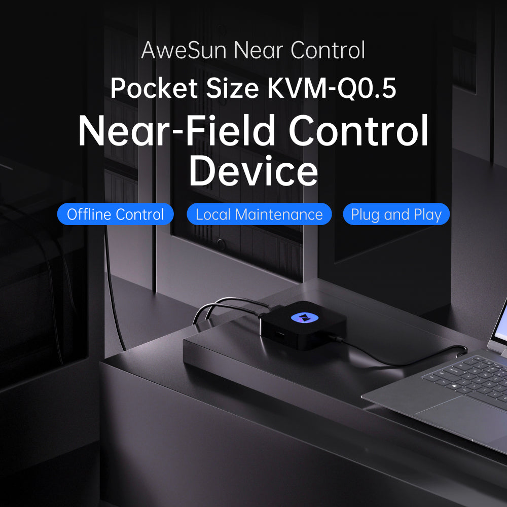 AweSun Mini Q0.5 Smart KVM Over IP Device | BIOS-Level Remote Access, Plug-and-Play Remote PC & Server Management, Compact Portable IP KVM for IT Support