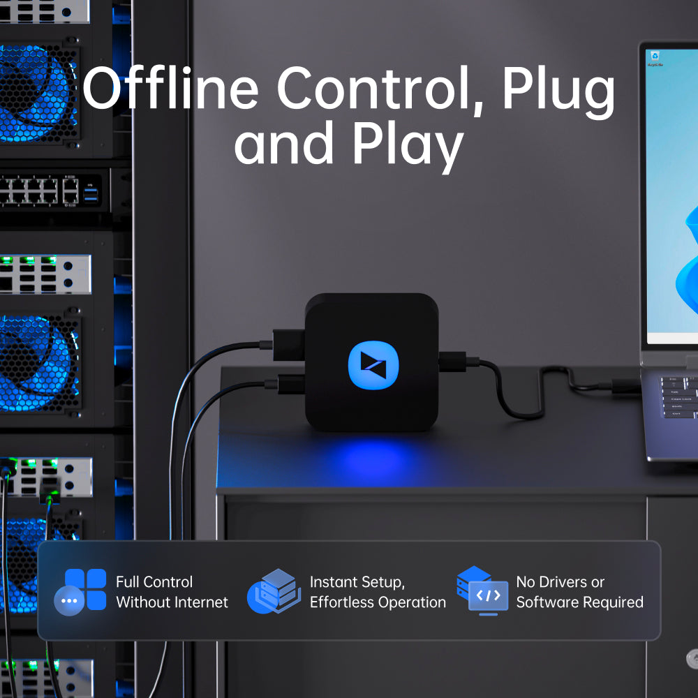 AweSun Mini Q0.5 Smart KVM Over IP Device | BIOS-Level Remote Access, Plug-and-Play Remote PC & Server Management, Compact Portable IP KVM for IT Support