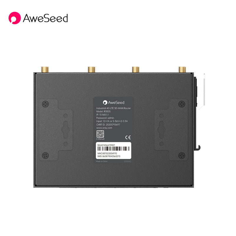 AweSeed R300S Industrial M2M 4G LTE Router 4 Antennas SIM Slot SD-WAN Wired Wireless Multi-Port Rail-Mounted CPE for Train IoT