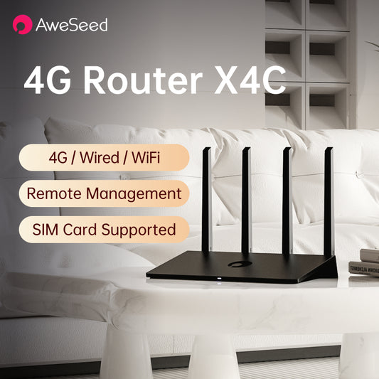 AweSees X4C 4G LTE Router with Smart Switching Between Cellular & Wired Networks – Remote Access VPN & Plug & Play SD-WAN